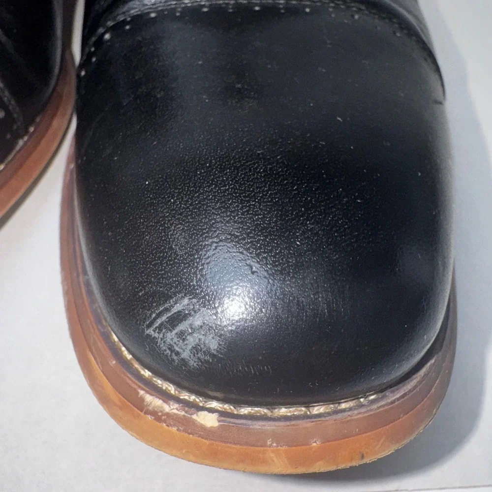 Stacy Adams Oxford Shoes  11 Black Leather Cap Toe Brogue Memory Foam 25366-001